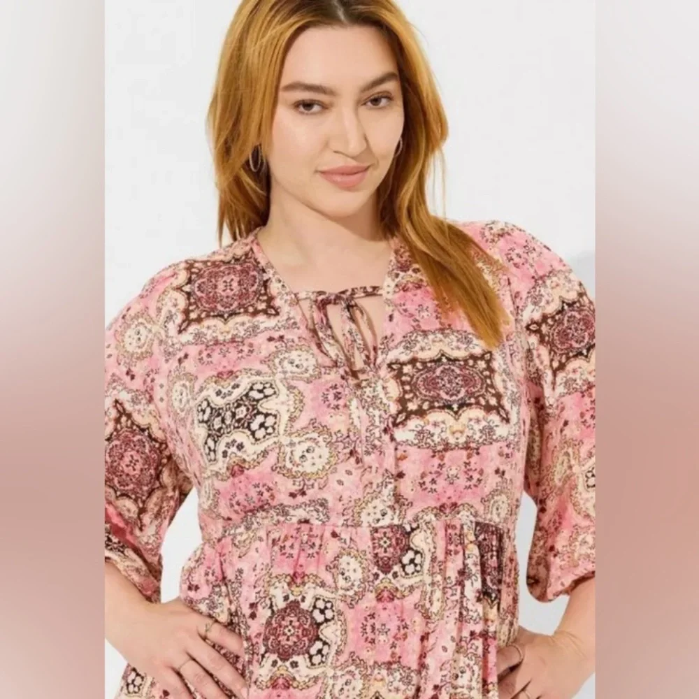 Torrid Pink Paisley-Min Gauze Tunic Dress - Size 2X - EUC! - Picture 3 of 10